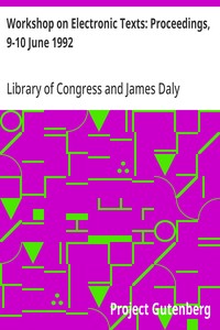 Cover of Workshop on Electronic Texts: Proceedings, 9-10 June 1992 — Story, Setting & Ideas