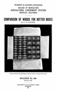 Cover of Comparison of Woods for Butter B...